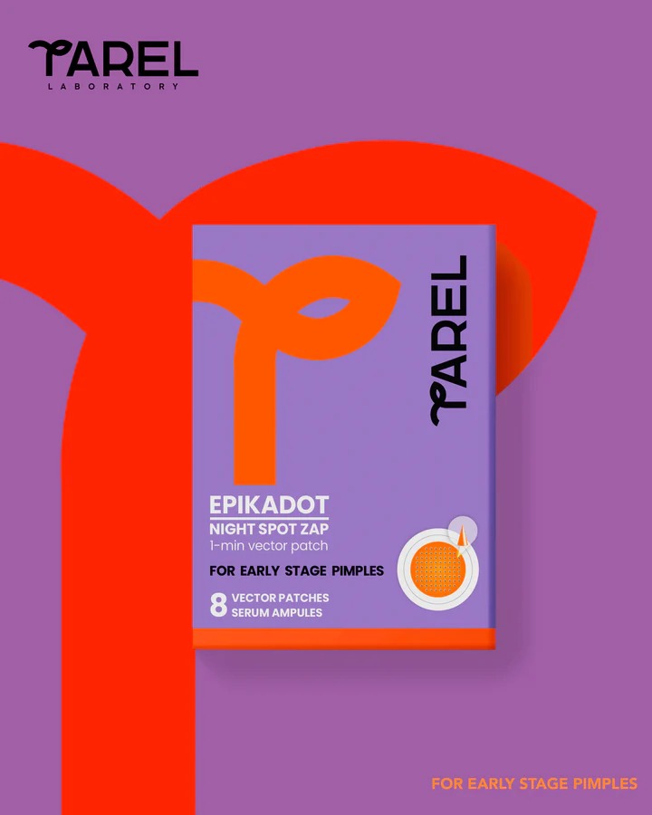 Parel Laboratory Epikadot Night Spot Zap packaging, acne treatment patches for early stage pimples.