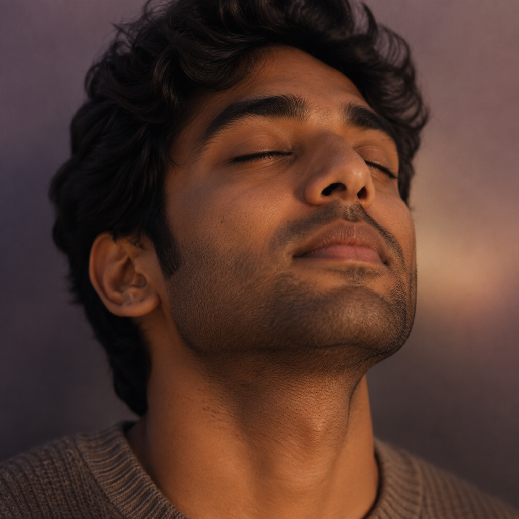 Man feeling peaceful after depression therapy in Culver City and Torrance at Shakti Therapy